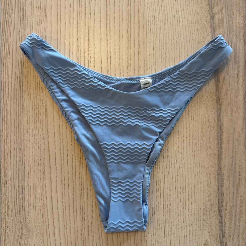 aerie Pale Blue Wavy-Texture Bikini Bottom